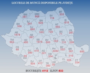 Harta locurilor de muncă disponibile (Sursa foto: ANOFM) Harta locurilor de muncă disponibile (Sursa foto: ANOFM)