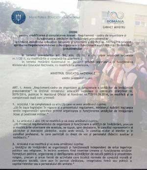 Valul reformelor a ajuns şi la regulamentul de organizare al şcolilor Valul reformelor a ajuns şi la regulamentul de organizare al şcolilor